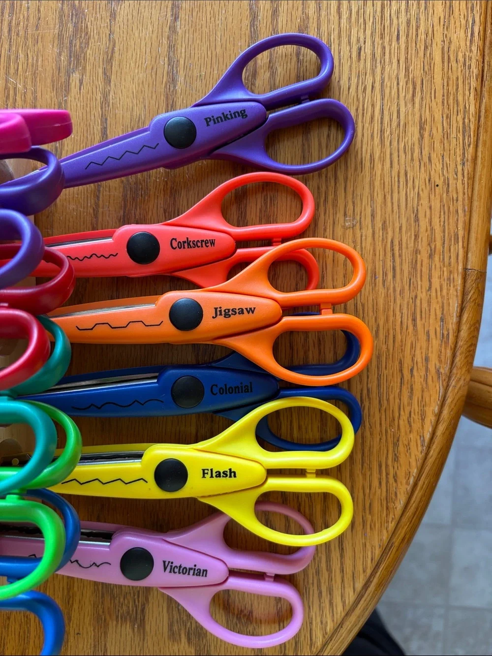Assorted Color Craft Scissors Set with Wooden Stand - Picture 3 of 3